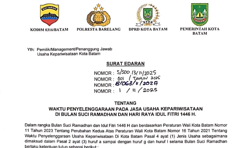 Pemuda PERTI Kepri Mengingatkan Pelaku Usaha Hiburan dan Restoran untuk Patuhi Surat Edaran Walikota di Bulan Puasa dan Lebaran